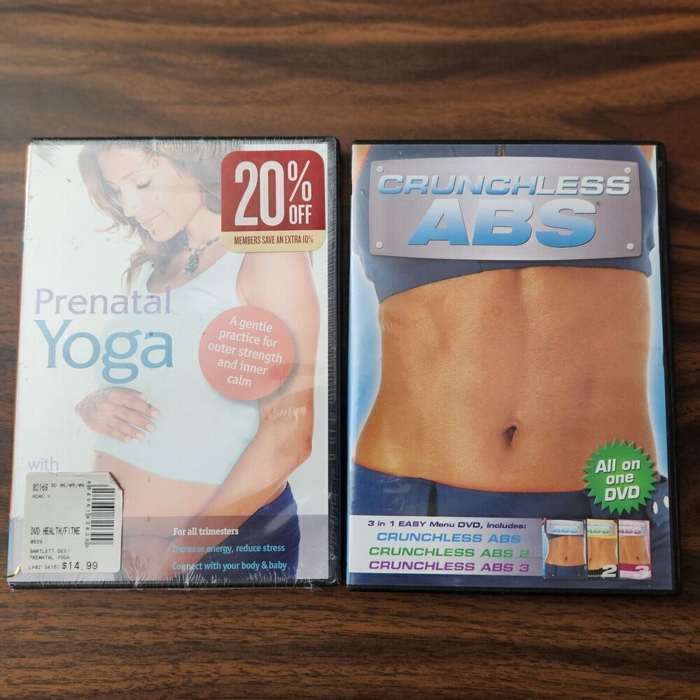 DVD Lot Prenatal Yoga, Crunchless ABS All on 1 Workout